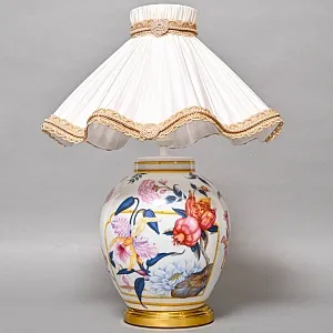 Настольная Электрическая Лампа - Светильник «Цветущий Гранат» Фарфор PORCELAIN DE PARIS, Франция.