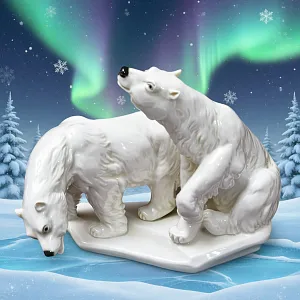 Антикварная Фарфоровая Статуэтка «БЕЛЫЕ МЕДВЕДИ», Karl Ens / Карл Энс, первая половина ХХ века.