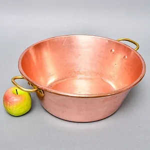 Винтажный Медный таз для варки варенья на 8-мь литров, Франция - 50-е гг. ХХ века.