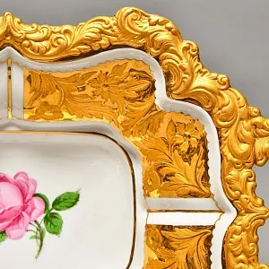 Фарфоровая Сухарница с ручками - Блюдо «Роза Мейсена», MEISSEN Германия, 1924 - 1934 годы.