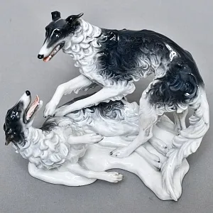 Коллекционная Фарфоровая статуэтка «Охотничьи собаки. Две Борзые», ROSENTHAL Германия.