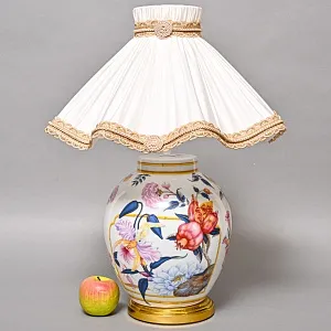 Настольная Электрическая Лампа - Светильник «Цветущий Гранат» Фарфор PORCELAIN DE PARIS, Франция.