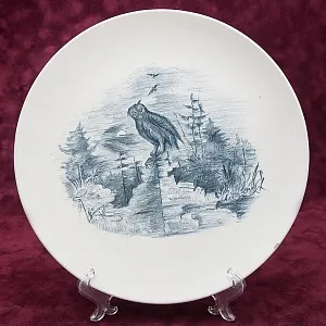 Бисквитная Графика, Декоративная Тарелка «ФИЛИН - Охота» Фарфор, Германия - 80е гг.