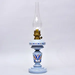 Антикварная Керосиновая Лампа «Kosmos - Brenner», Стекло / Роспись, Франция начало ХХ века.