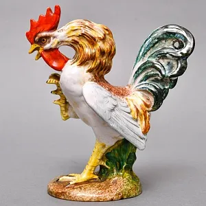 Коллекционные Парные статуэтки «Птицы. Бойцовые петухи», Фаянс, Италия - вторая половина ХХ века. 