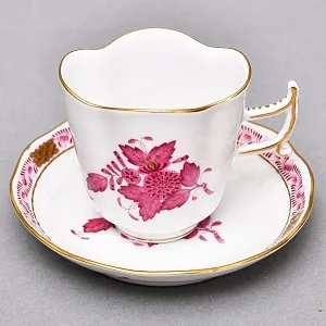 Коллекционная Фарфоровая Кофейная пара «APPONYI PURPUR», HEREND Венгрия.