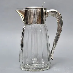 Винтажный Хрустальный Графин - Кувшин на 2,8 литра с Колбой для льда, Silverplated Германия. 