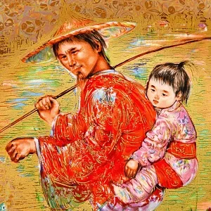 Авторская Фарфоровая Тарелка - Блюдо «Мистер Обата» Gold, Rosenthal Германия, 1974 - 1982 год. 