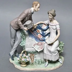 Большая Фарфоровая статуэтка «Давай поженимся или Предложение», Lladro Испания, 1987 - 1994 годы. 