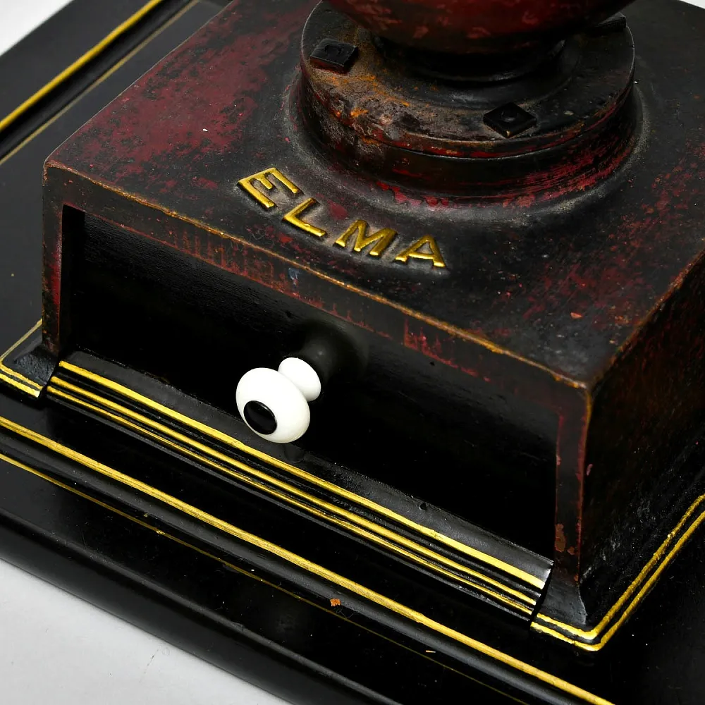 Большая Антикварная Чугунная Ручная Механическая Кофемолка ELMA, Франция начало ХХ века.