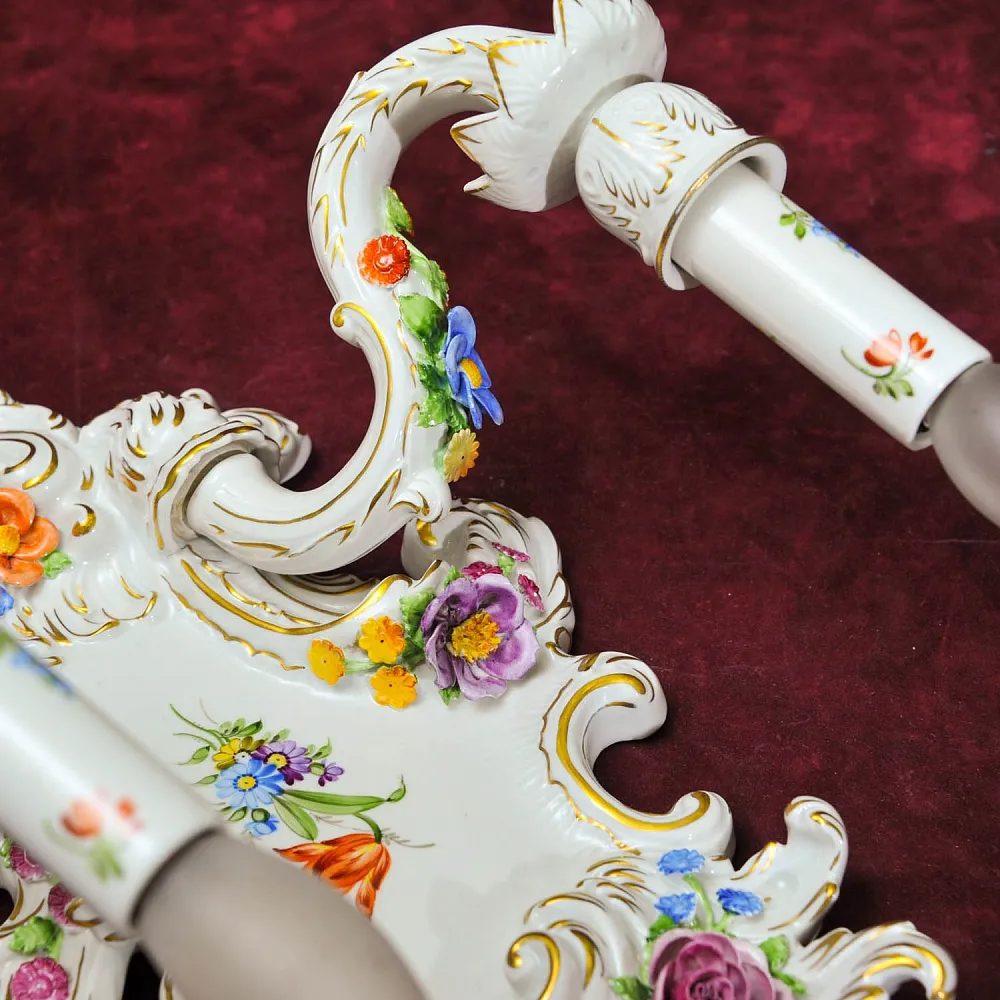 Парные Настенные Электрические Бра - Канделябры, Фарфор PLAUE Von Schierholz Германия.