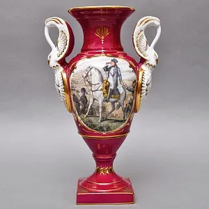 Коллекционная Фарфоровая Ваза «Битвы Наполеона», Couleuvre Франция, середина ХХ века.