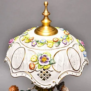 Редкость! Фарфоровая Настольная Электрическая Лампа «ХОРОВОД», Литофания, PLAUE Германия.