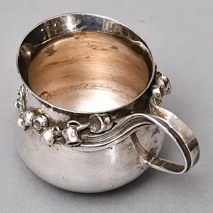 Винтажный Набор из 2х предметов - Сахарница с ложечкой и молочник «ЦВЕТЫ», Англия - середина ХХ века.