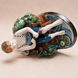 Большая Фаянсовая Статуэтка «Юный Рыбак», Конаковский Фаянс, Россия.