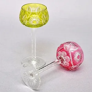 Пара Фужеров «Тет-а-Тет» из Цветного Хрусталя, JOSEPHINENHUTTE, Германия, 60 годы ХХ века. 