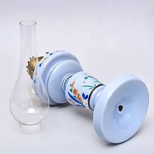 Антикварная Керосиновая Лампа «Kosmos - Brenner», Стекло / Роспись, Франция начало ХХ века.