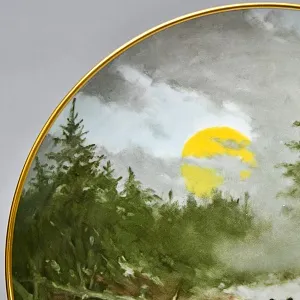 Коллекционная Фарфоровая Тарелка - Блюдо «Дикая Природа. Семья кабанов зимой»  KAISER Германия.