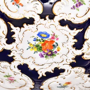 Коллекционное Фарфоровое Блюдо - Тарелка «ЦВЕТЫ», Кобальт, MEISSEN  Германия - середина ХХ века.  