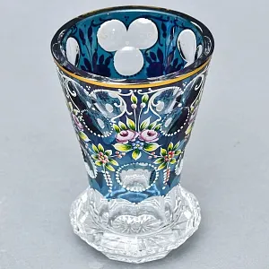 Редкая!!! Коллекционная Ваза - Карандашница, Цветочная Эмалевая роспись, Хрусталь Witti,  Германия 60-е гг.