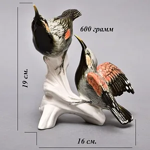 Пара Птиц - Фарфоровая Статуэтка «Свиристели» Н -19 см., Karl Ens, Германия - первая половина ХХ века.