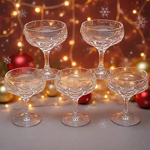 Набор Хрустальных Фужеров для Шампанского или Креманки серия «ANTIKA» - 5 штук, NACHTMANN Германия 70 гг.