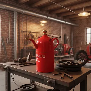 Антикварная Канистра для бензина - Эмалированный Бидон на 2 литра, Германия начало ХХ века.