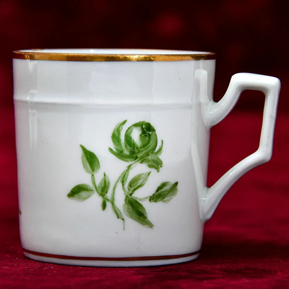 Редкость! Коллекционная Кофейная Пара «Зелёные Цветы», фарфор FURSTENBERG, Германия.