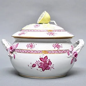 Фарфоровая Супница - Тюрина на подставке «APPONYI PURPUR», HEREND Венгрия - 1942 год.  