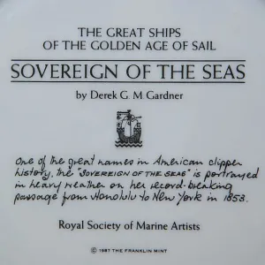 Коллекционная Тарелка «Парусные Корабли - SOVEREIGN OF THE SEAS» Фарфор США, The FRANKLIN MINT -1987г.