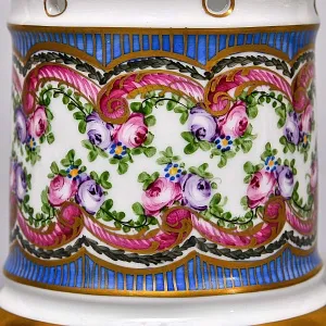 Антикварный Заварочный Чайник на подставке «Цветочная симфония», Франция - первая половина ХХ века. 