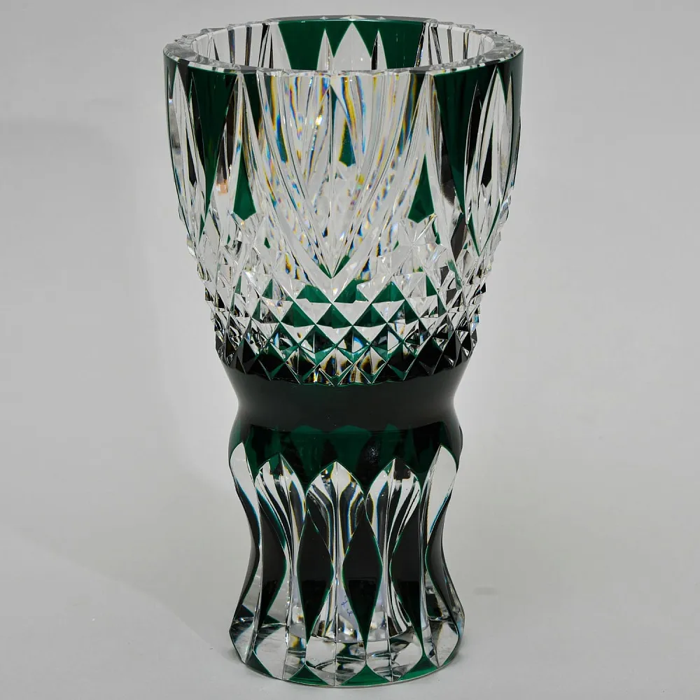 Классическая Ваза Зелёного Цвета, Хрусталь VAL SAINT LAMBERT Бельгия, середина ХХ века.