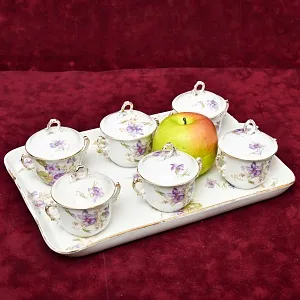 Антикварный Порционный Набор Соусников на Подносе, Фарфор Limoges Франция, начало ХХ века.