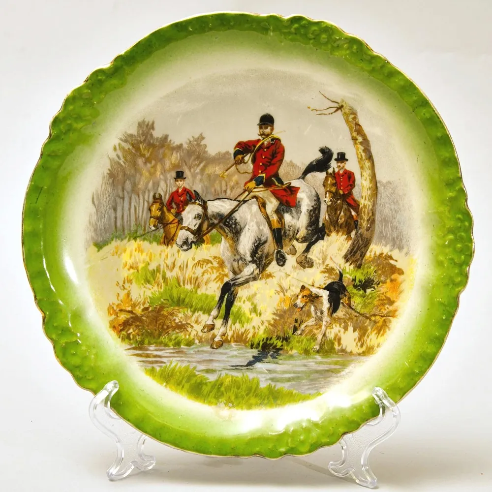 Антикварная Коллекционная Тарелка - Блюдо «ОХОТА НА ЛИС», Фарфор Limoges, Франция начало ХХ века.