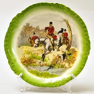 Антикварная Коллекционная Тарелка - Блюдо «ОХОТА НА ЛИС», Фарфор Limoges, Франция начало ХХ века.