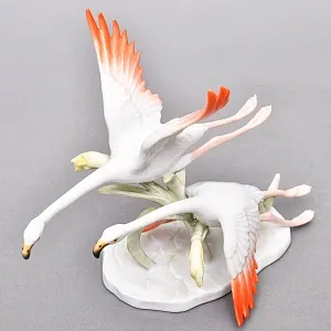 Редкая! Коллекционная статуэтка «Птицы. Два Фламинго в полете», Фарфор ROSENTHAL Германия, 1974 - 1982 годы. 