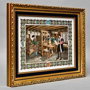 Редкость! Фарфоровая Картина - Пласт «ПЕЧАТНИК», DÉCORS DE PARIS Франция, вторая половина ХХ века.