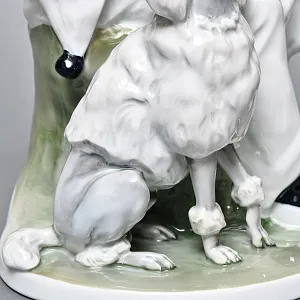 Антикварная Фарфоровая статуэтка «Пьеро с гитарой и пудель», Rosenthal Германия - 1924 год. 