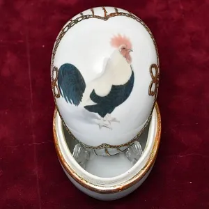 Антикварная Фарфоровая Шкатулка - Бонбоньерка «ПЕТУШОК», Франция - начало ХХ века.
