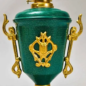 Антикварная Керосиновая Лампа «Изумрудное Золото», Металл / Стекло, начало ХХ века.