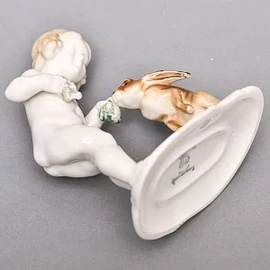 Коллекционная Фарфоровая статуэтка «Девочка и кролик», Hutschenreuther Германия,1955 - 1968 годы.