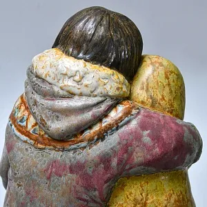 Редкость! Большая Фарфоровая Статуэтка «ЭСКИМОСЫ МАЛЬЧИК И ДЕВОЧКА» Н-38 см. Грес Lladro, Испания.