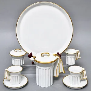  Фарфоровый Кофейный сервиз тет-а-тет «Греческие колонны» 8 предметов, Furstenberg Германия.
