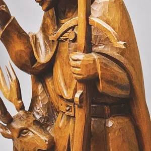 Большая Коллекционная Деревянная статуэтка «Охотник с Оленем», Германия середина ХХ века.