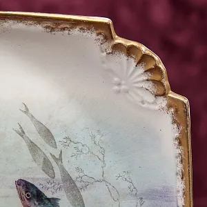 Антикварный Набор тарелок для подачи рыбы - 3 шт., FRANZ ANTON MEHLEM Германия, 1885 -1920 гг.