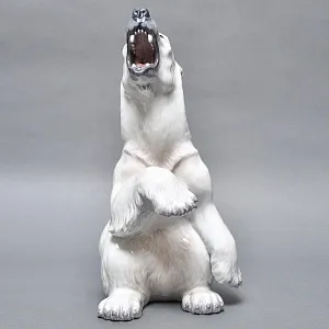 РЕДКОСТЬ! Большая Фарфоровая статуэтка «Белый медведь», Dahl-Jensen Дания, середина ХХ века.