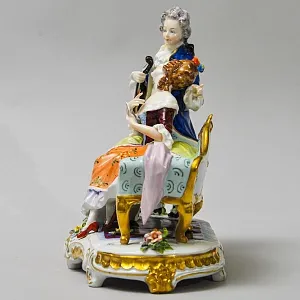 Коллекционная Фарфоровая Статуэтка «Музыкальный Дуэт», Unterweissbach 1958 - 1976 годы.