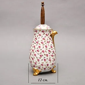 Фарфоровый Кувшин - Чайник для подачи горячего шоколада «РОЗЫ» с лопаткой, Limoges Франция.