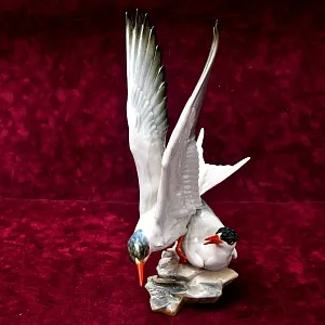 Редкость! Фарфоровая Статуэтка «Птицы - Чайки - Две крачки», Hutschenreuther Германия - 1955 год.