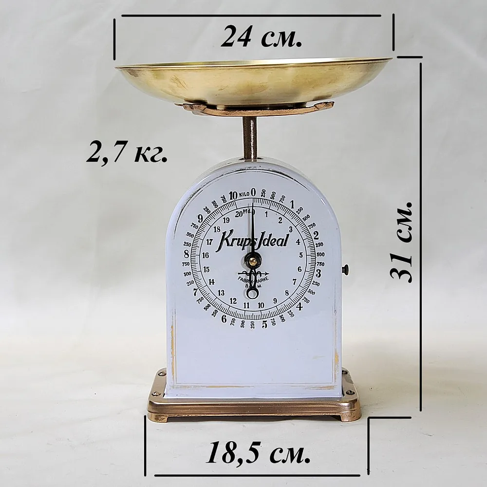 Редкость! Старинные Кухонные Фарфоровые Весы на 10кг. KRUPS IDEAL, Германия -1915 год.
